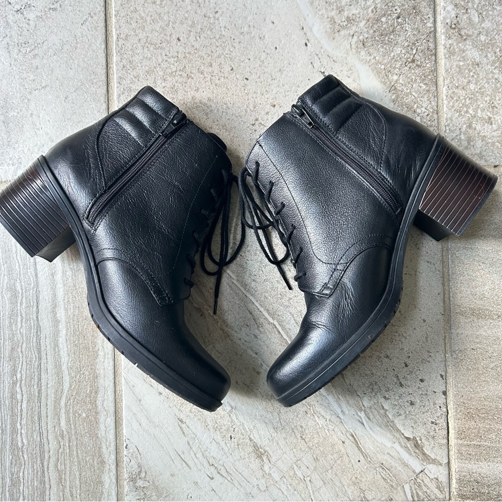 Clarks Women’s Hollis Jasmine Black Leather Lace Up Ankle Boots, Size 8.5M - Picture 8 of 13